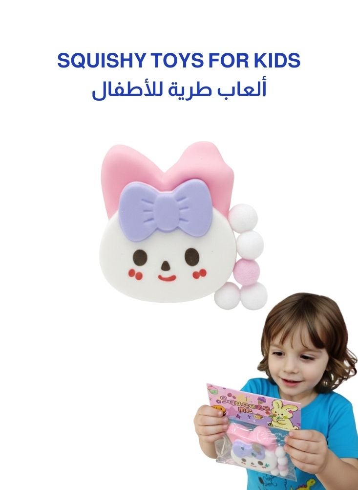 Premium Cute White Bunny Face Squishy Toy with Bow – Soft Stress Relief and Decorative Figure - Image 1